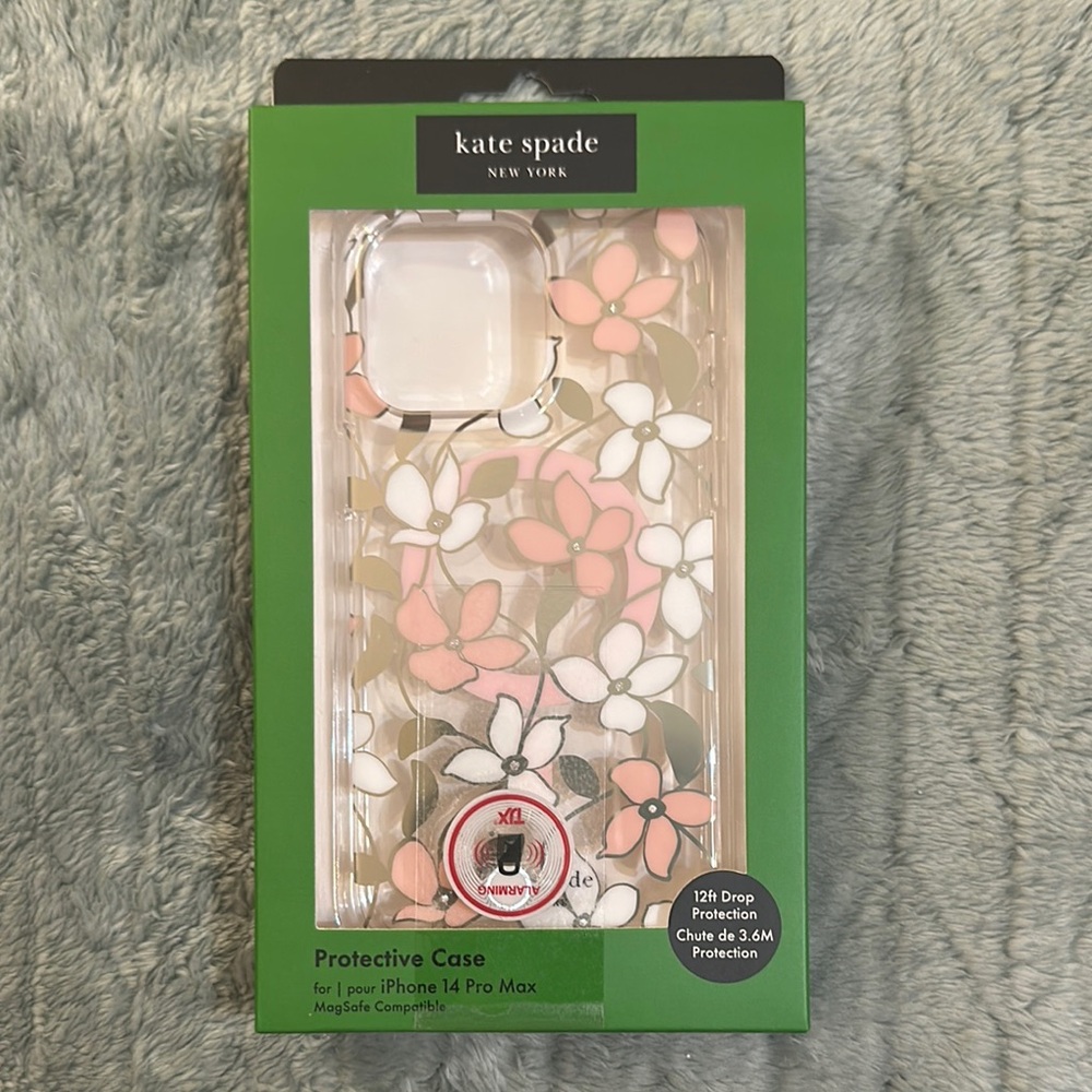 Kate Spade Floral iPhone 14 Pro Max Case - Pink and White